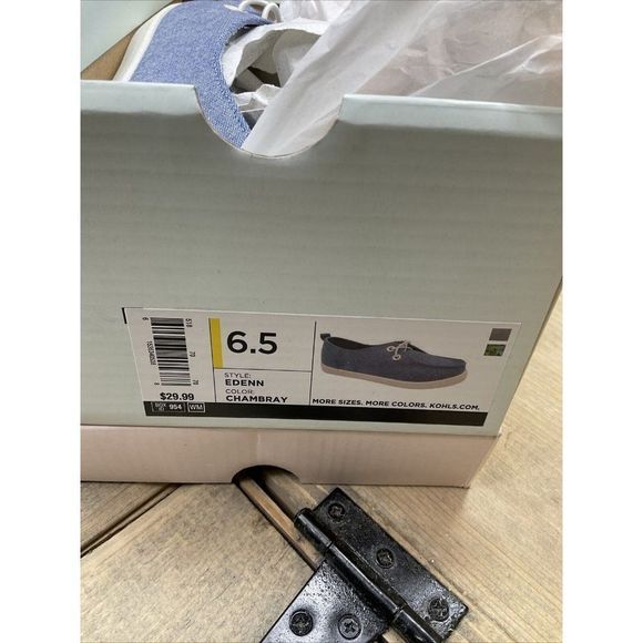 So Edenn Women's Moc Toe Slip-On Sneakers Blue White US 6.5 Chambray - Picture 3 of 10